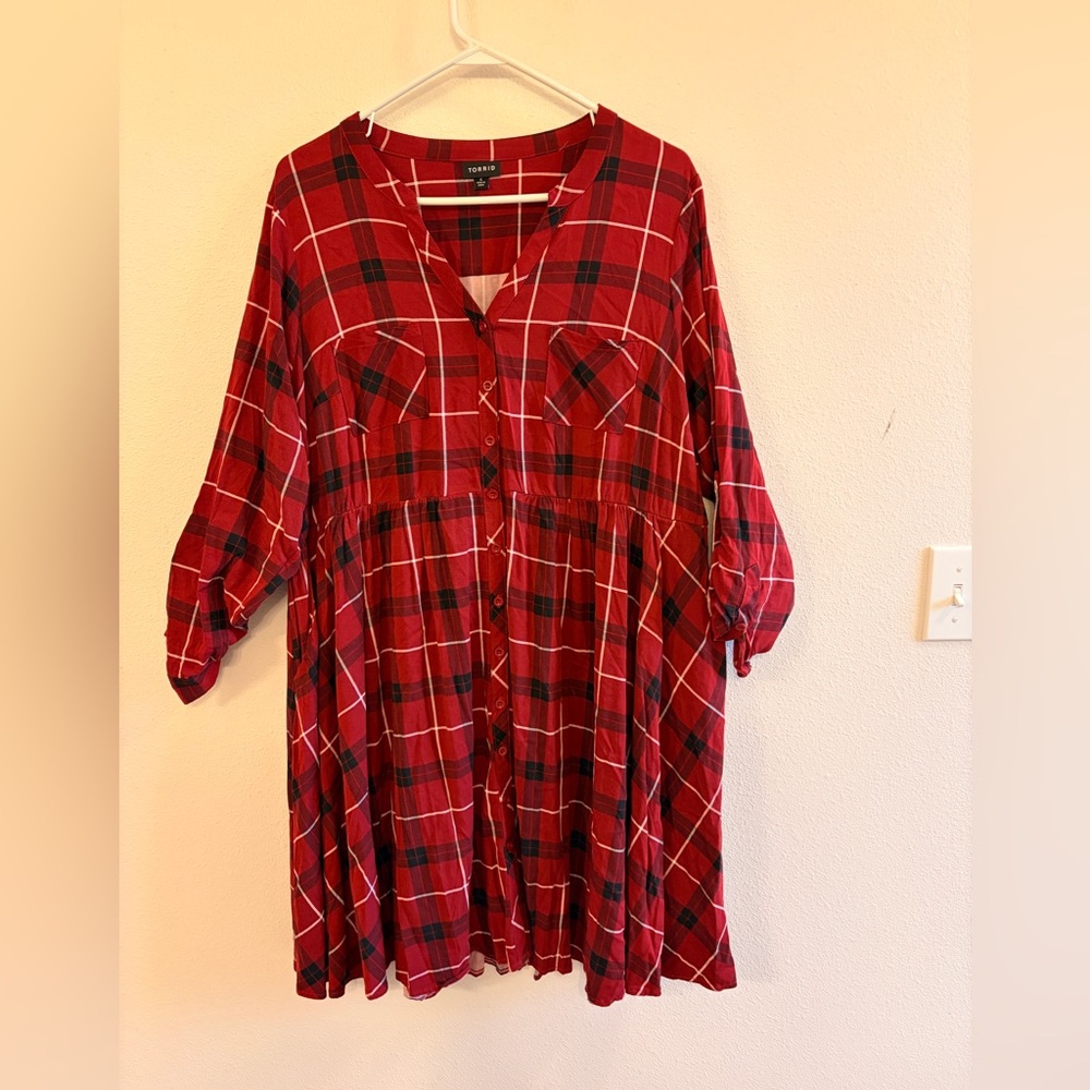 Torrid Red and Black Plaid Dress with Pockets